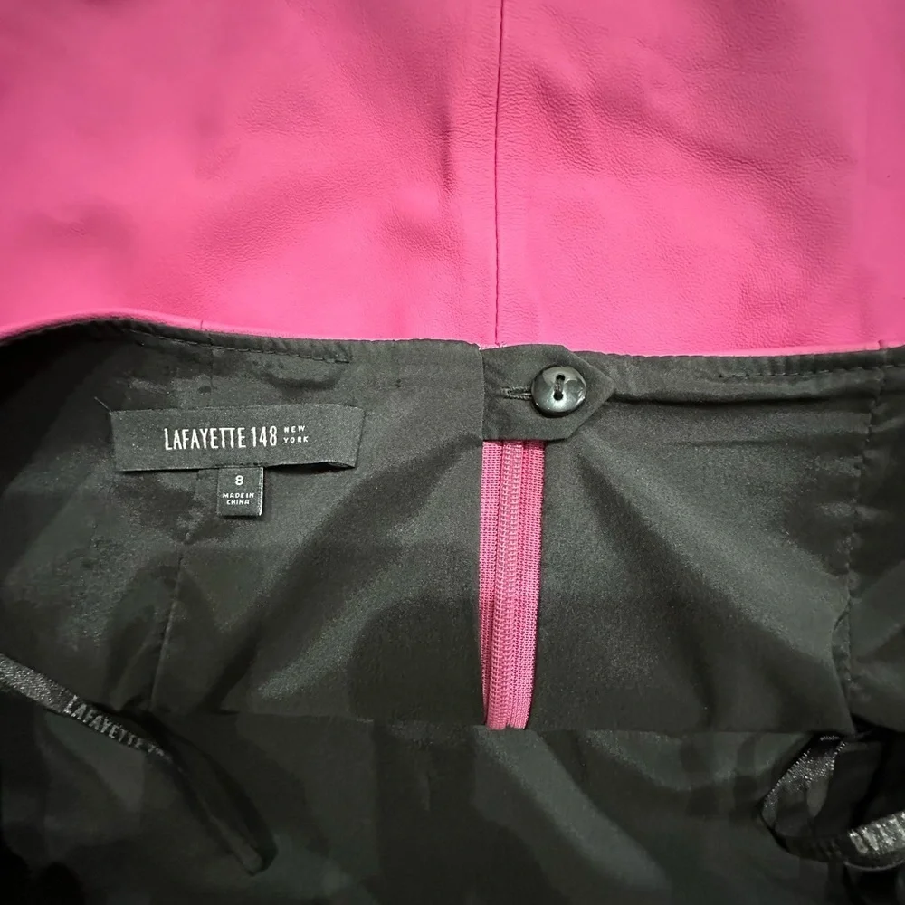 Leather Lafayette 148 New York‎ Pink Pencil Skirt Knee-Length with Slit